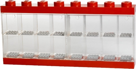 Zberateľská vitrína na 16 minifigúrok LEGO – červená