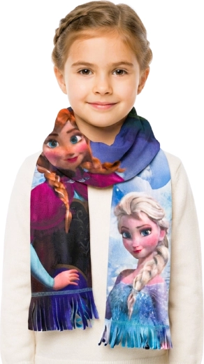 Detský fleecový šál Frozen Elsa a Anna modrý