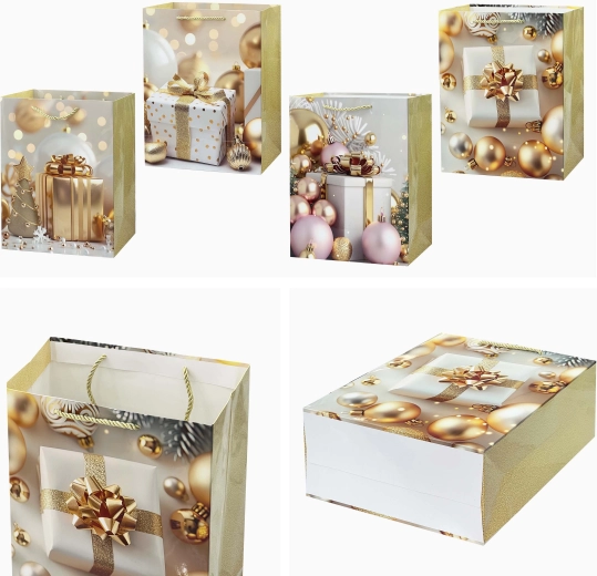 Vianočná darčeková taška 32 × 26 × 12 cm, mix motívov