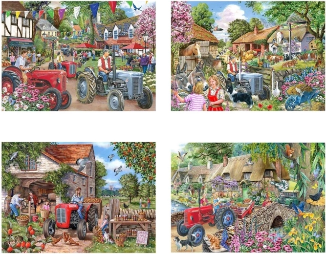 Puzzle Deň na farme 4 × 250 veľkých dielikov