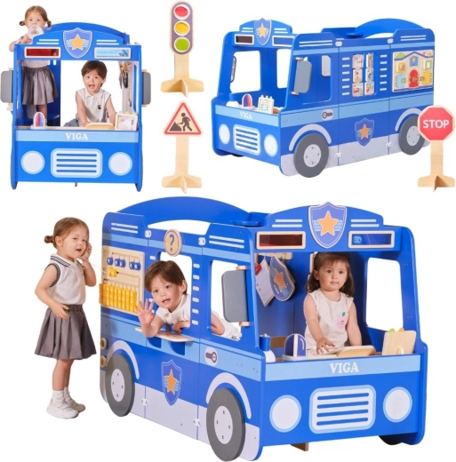 Veľké drevené policajné auto VIGA pre deti