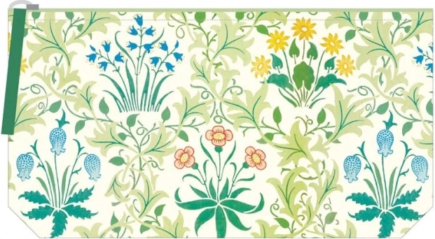 Vyšívaná kozmetická taštička s motívom Vlašťovičníka od Williama Morrisa