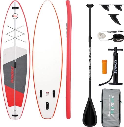 FunWater nafukovací paddleboard SUP set 335 × 84 × 15 cm, červeno-biely