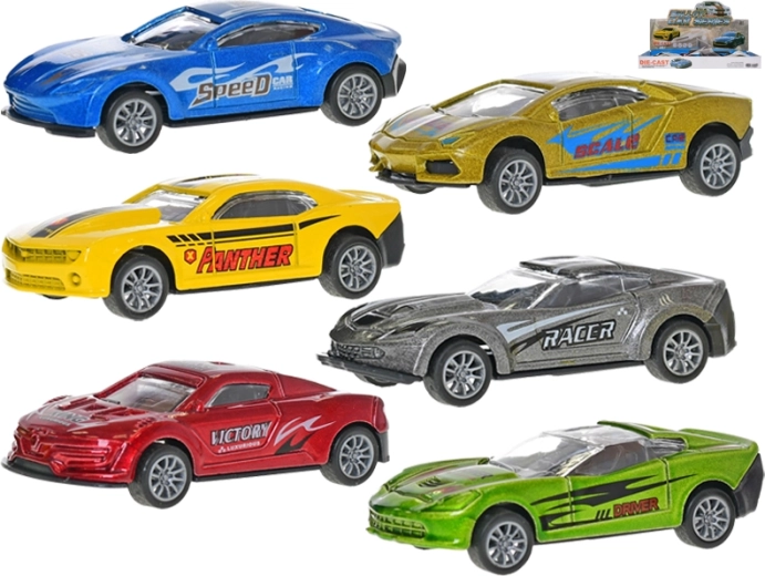 Kovové športové autíčko so spätným chodom 8 cm