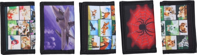 Detská peňaženka na suchý zips, 12,5 × 25 cm, mix motívov