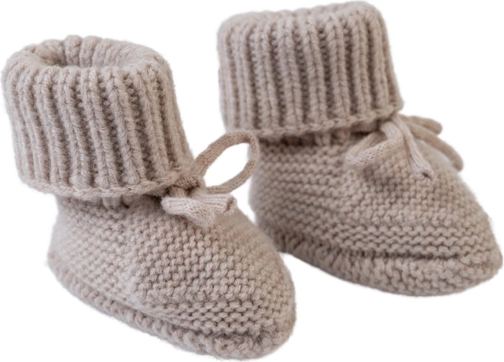 Lodger pletené merino capačky béžové 6–12 mesiacov - 1 kus