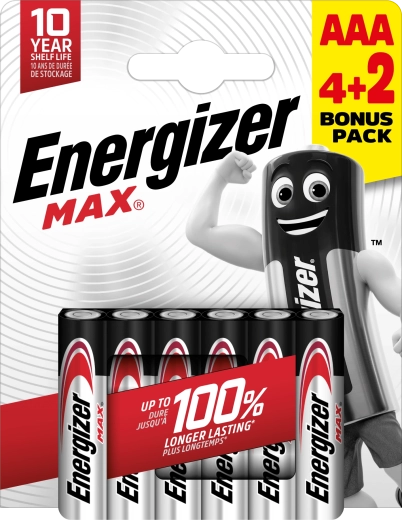 Energizer Max AAA alkalické batérie 6 ks (4+2 zadarmo)