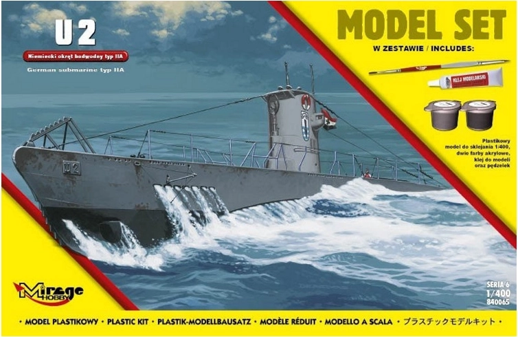 Model ponorky U-Boot typu IIA U2 v mierke 1:400 – stavebnica