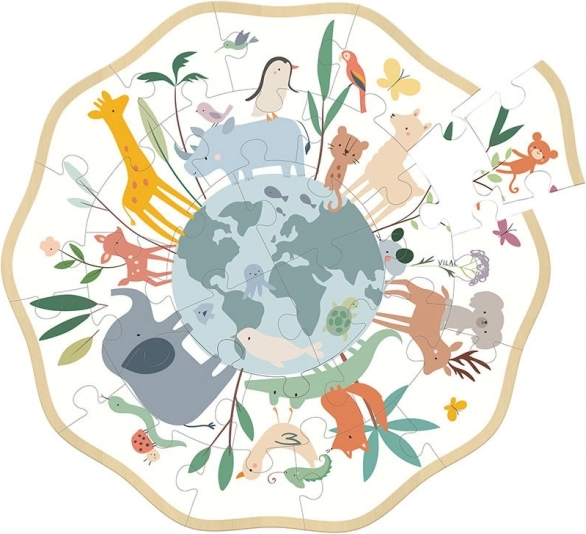 Okrúhle puzzle Svet zvierat