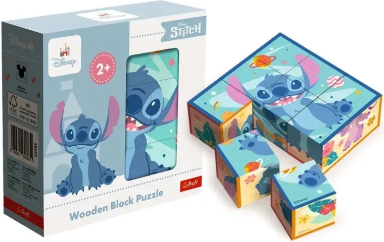 Drevené puzzle kocky Lilo & Stitch