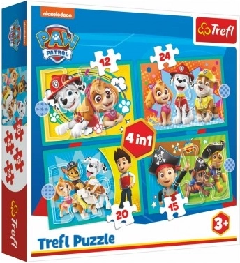 Puzzle 4v1 TLAPKOVÁ PATROLA veselá partia 3+ TREFL