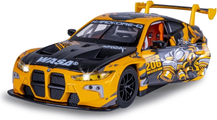 Model pretekárskeho vozidla BMW M4 GT3 1:24 žltý