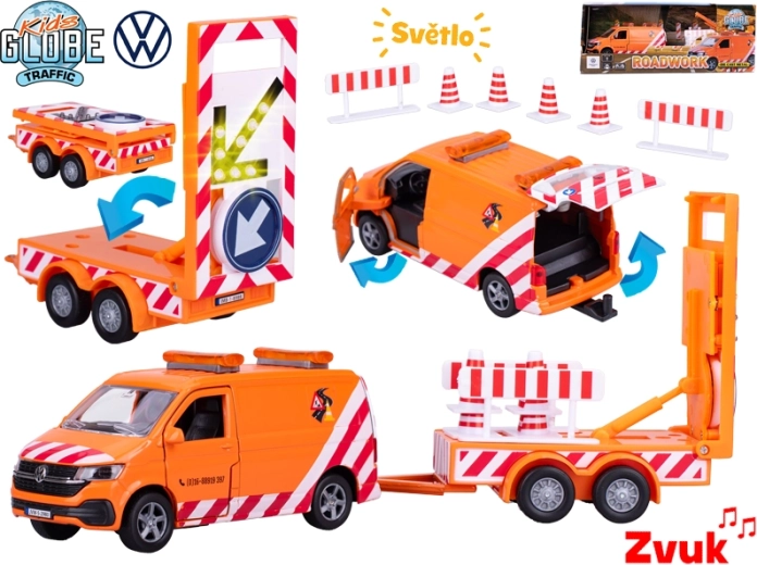 Kids Globe Traffic VW Transporter – kovový model so svetlami a zvukmi