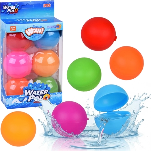Farebné vodné gule 6 ks – opakovane použiteľné loptičky na vodné bitky a bazén
