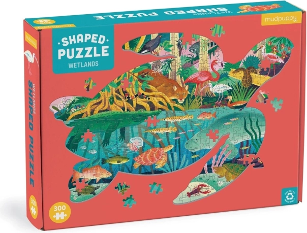 Puzzle v tvare korytnačky – mokrade, 300 dielikov – Mudpuppy