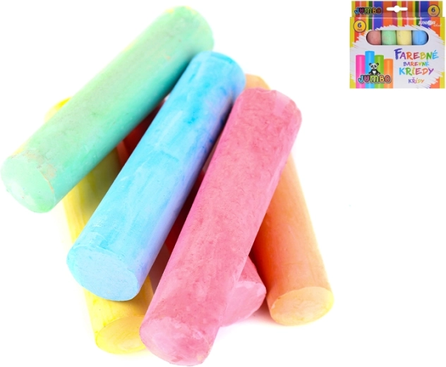 Farebné jumbo kriedy pre deti 10 cm (sada 6 ks)