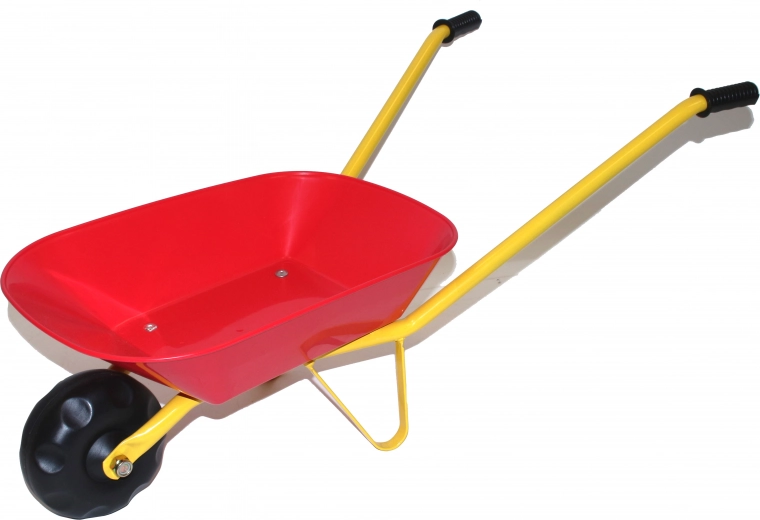 Detský fúrik s plastovou korbou – červený
