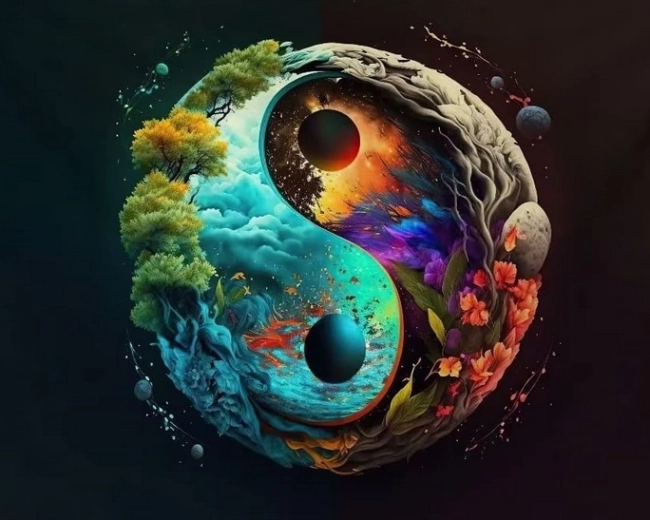 Diamantové maľovanie Jin a jang Zem 30 × 40 cm