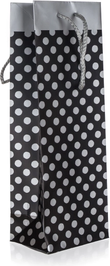 Darčeková taška na fľašu so striebornými bodkami 12 × 35 × 9 cm