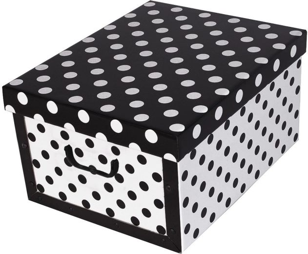 Kartónová úložná krabica maxi s čiernymi bodkami