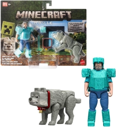 Minecraft figúrky Steve a vlk – sada 2 ks