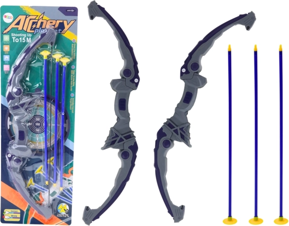 Luk pre deti s prísavkovými šípmi, fialový, 3 kusy