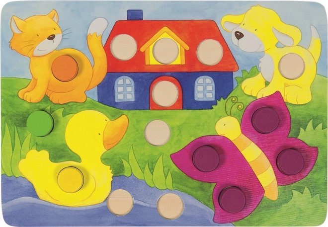 GOKI Vkladacia hra s kockou Farby