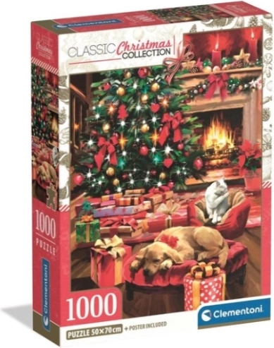 Clementoni puzzle 1000 dielikov XMAS Cool Vianoce pri krbe