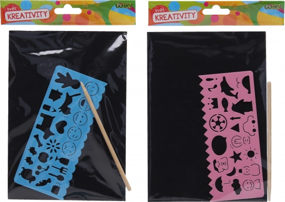 Vyškrabovací obrázok A5 so šablónou a ceruzkou