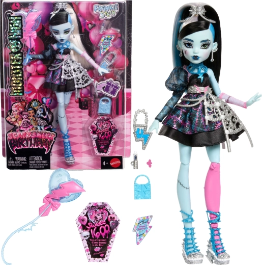 Monster High Frankie Stein Strašidelne sladké narodeniny bábika 27 cm s doplnkami