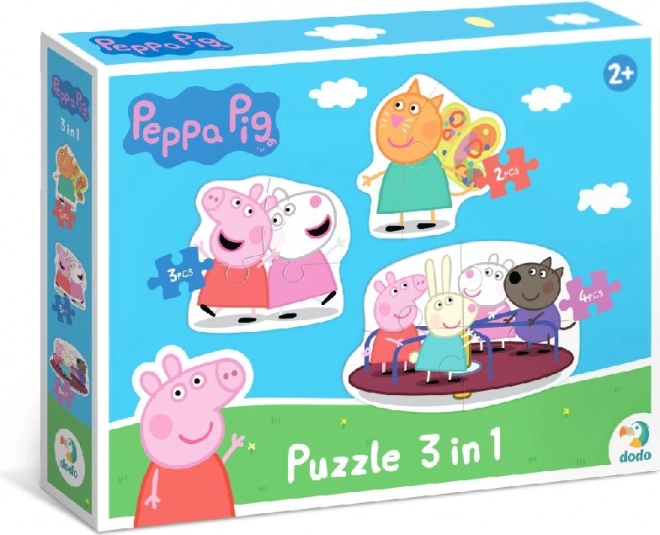 Puzzle Prasiatko Peppa kamaráti 3v1 (2, 3 a 4 dieliky)
