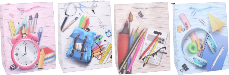 Darčeková papierová taška L 31 × 40 × 12 cm – školský motív, detská