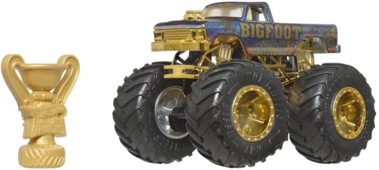 Hot Wheels Monster Trucks Trophy Champions – zberateľská edícia BIGFOOT 1:64 s trofejou