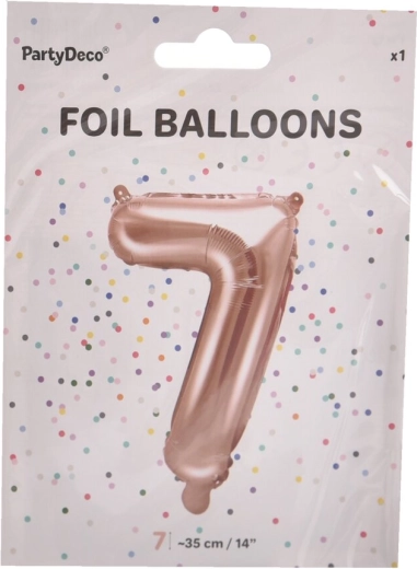 Fóliový balónik číslo 7 perleťovo ružový 35 cm