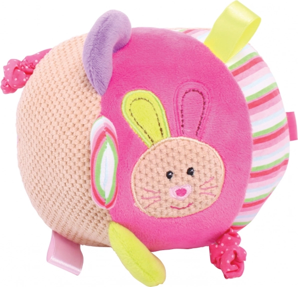 Textilná motorická guľa pre bábätká Zajko Bella