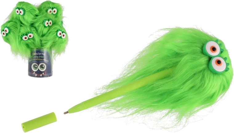 Guľôčkové pero s očami a chlpatým účesom Herbs Crazy Green - 1 kus