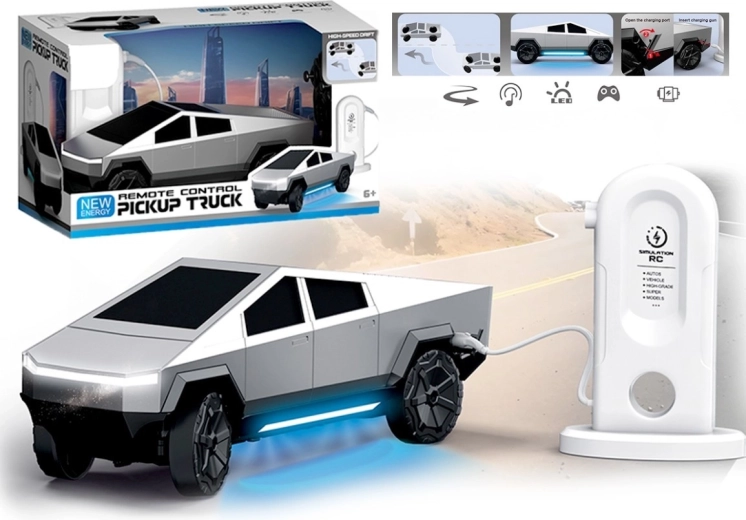 Futuristické RC auto s nabíjacou stanicou