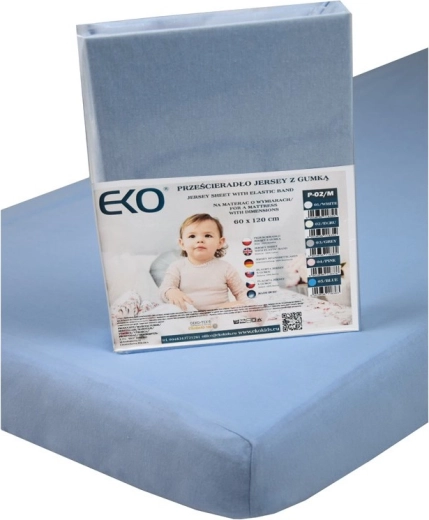 EKO džersejové prestieradlo s gumou modré 120 × 60 cm