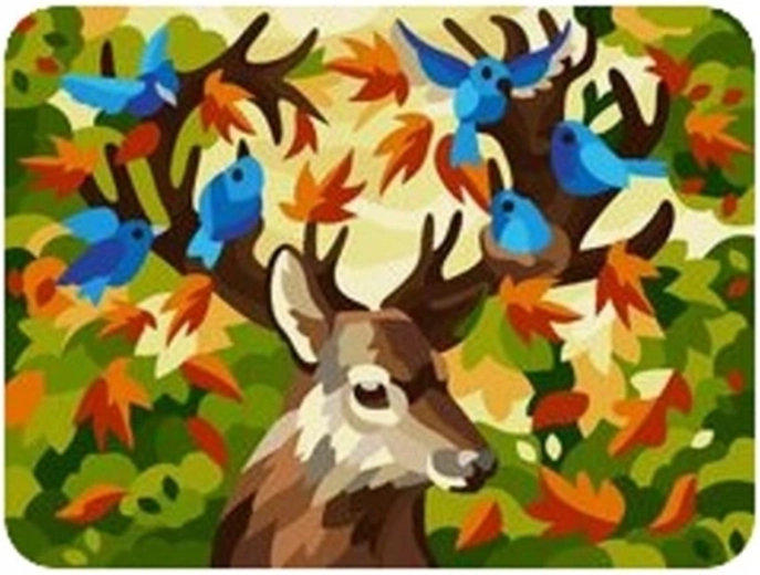 Norimpex Maľovanie podľa čísel Jeleň s vtáčikmi 40 × 50 cm