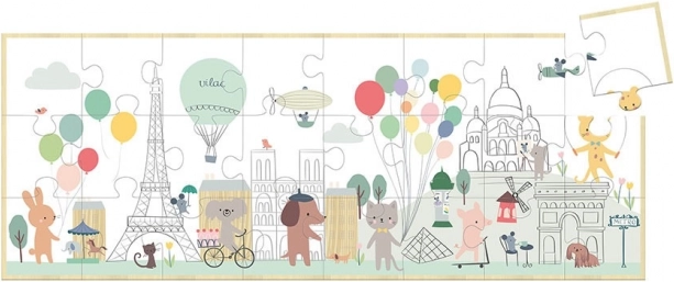 Vilac panoramatické drevené puzzle Paríž – Sarah Betz, 24 dielikov