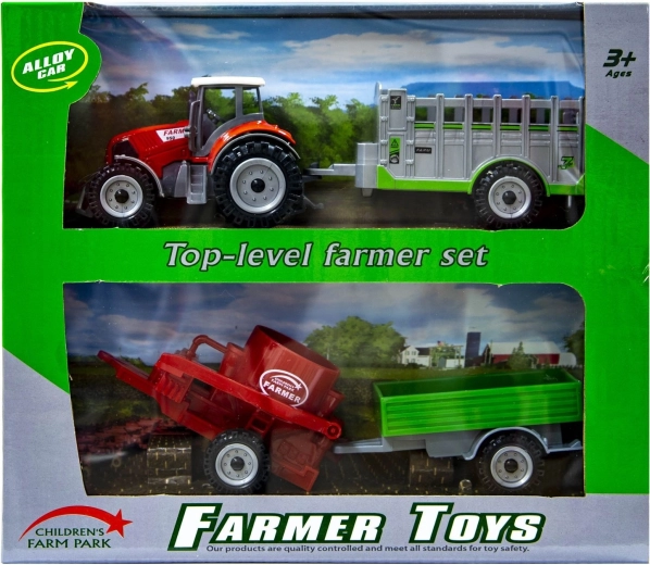 Traktor s vymeniteľnými prívesmi červený – 1 kus
