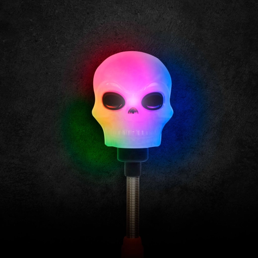 Halloweenová LED lampa s lebkou na pružine