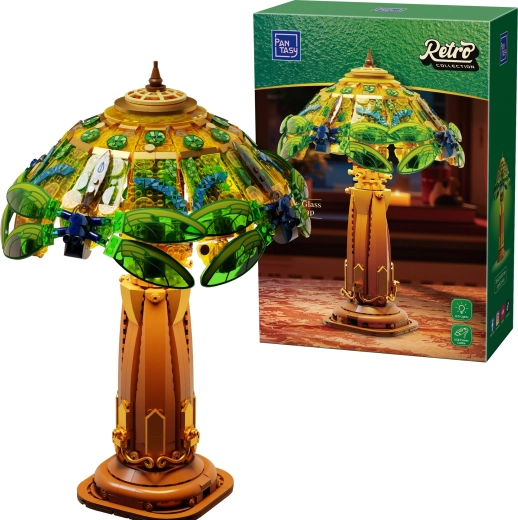 Pantasy retro vitrážová stolná lampa – stavebnica 1067 dielikov
