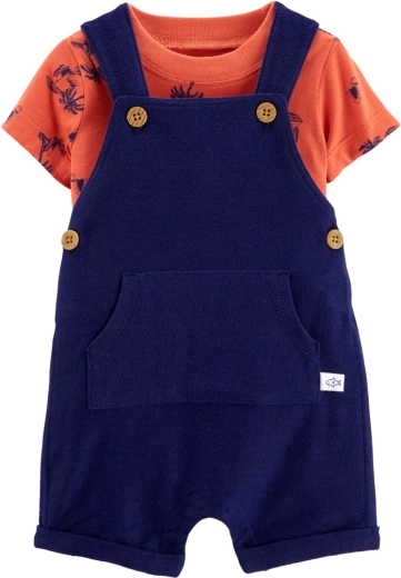 Carter’s 2-dielna sada pre chlapcov: tričko s krátkym rukávom a kraťasy na traky navy/oranžová – 6m