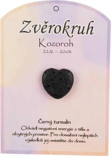 Čierny turmalín (skoryl) – leštené srdce, talizman pre znamenie Kozoroha