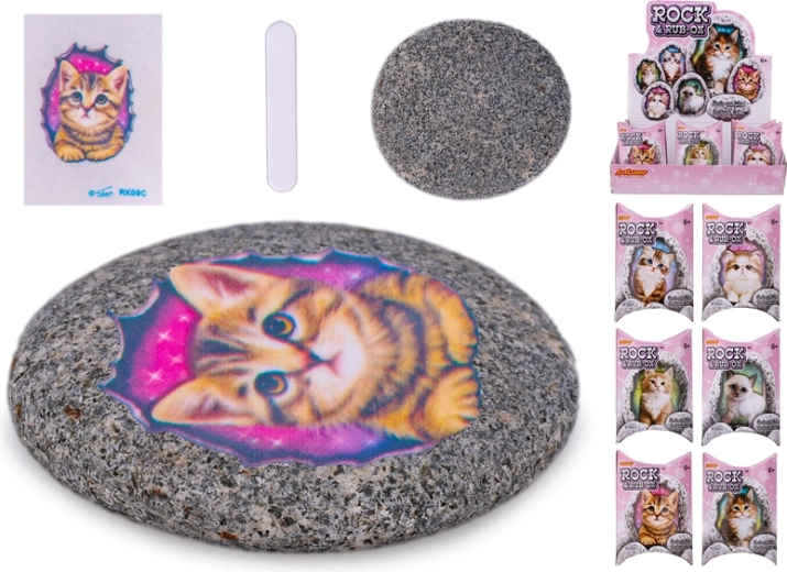 Kamienok so samolepkou mačičky – kreatívna hračka pre deti od 6 rokov