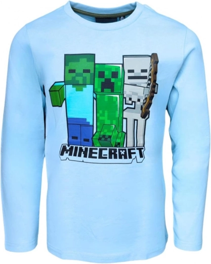 Minecraft chlapčenské tričko s dlhým rukávom svetlomodré