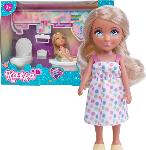 Bábika Katka s kúpeľňou a doplnkami