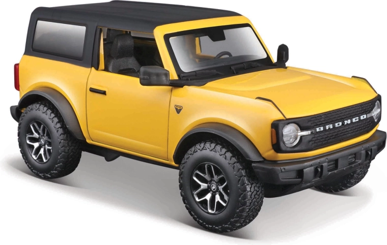 Maisto Ford Bronco Badlands 2021 žltý – kovový model auta 1:24