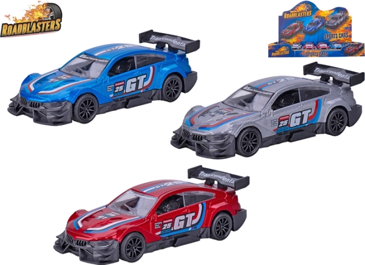 Kovový športový model auta Roadblasters so spätným chodom 11,5 cm